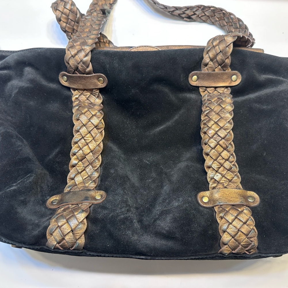Donald J. Pliner Black and Brown Braided Strap Bag